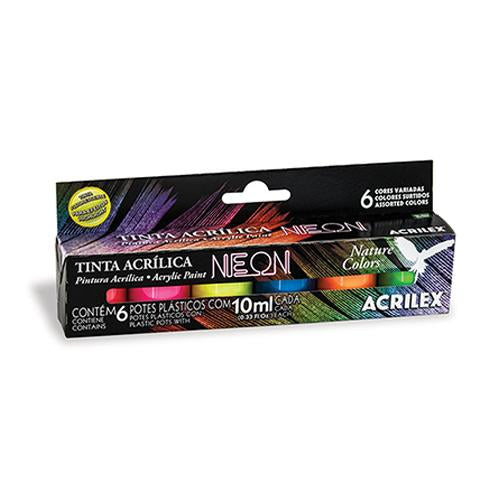 SET PINTURA ACRÍLICA NEON 6 COLORES 10 ML
